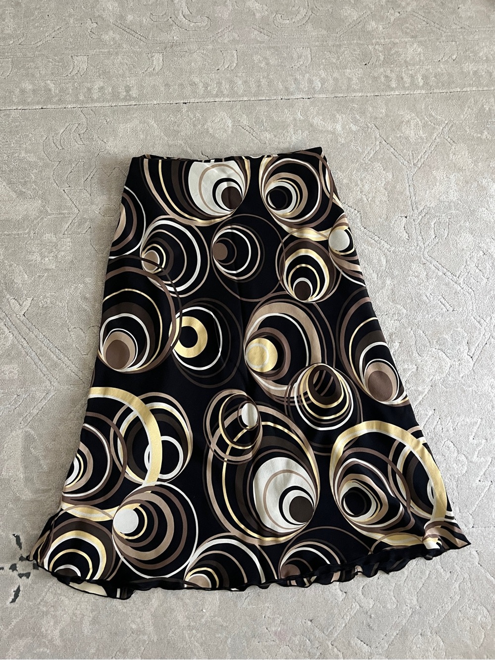 Moda International Silk Brown Retro midi length Skirt
